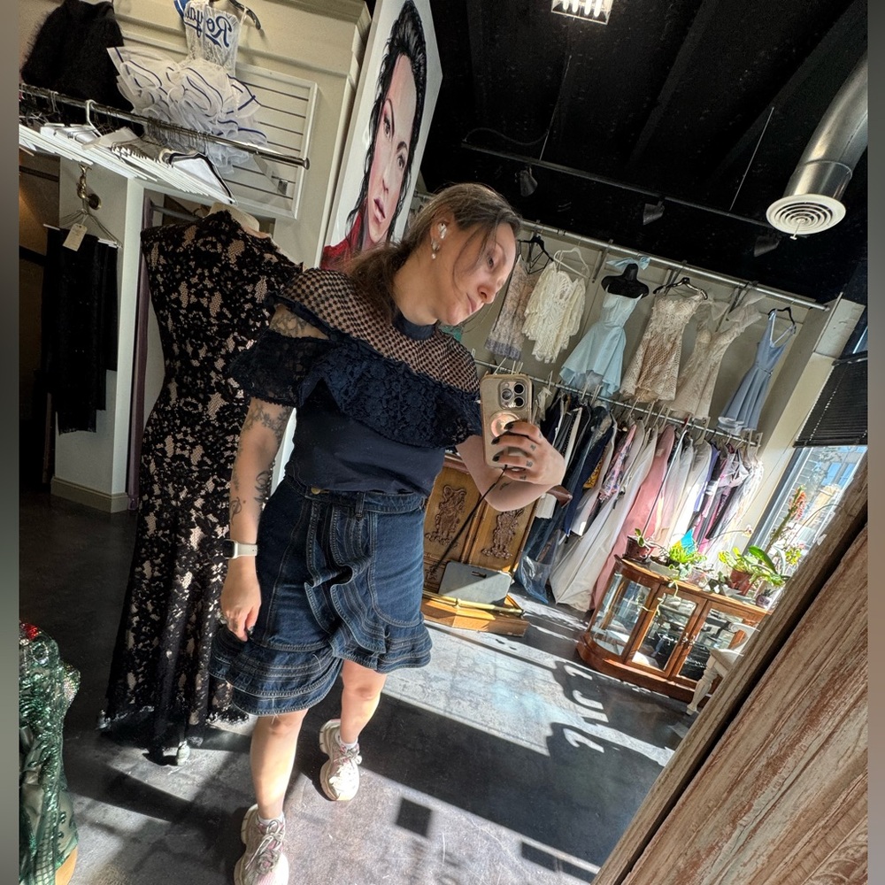 Self-Portrait Navy Lace Blouse - Picture 9 of 9